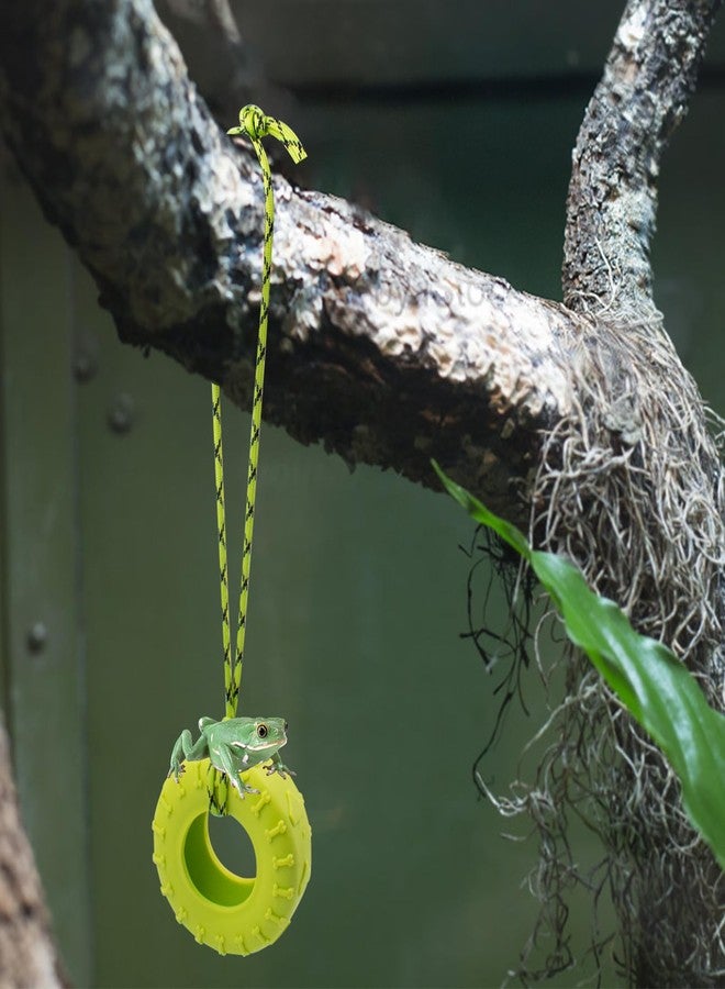 JINGHANGER 2 PCS Tree Frog Toy Tire Swing Habitat Miniature with 2 Suction Cup Hook Frog Tank Accessories Terrarium Decor Climbing Swing Reptile Amphibian Crustacean Climbing Toy - Image 4